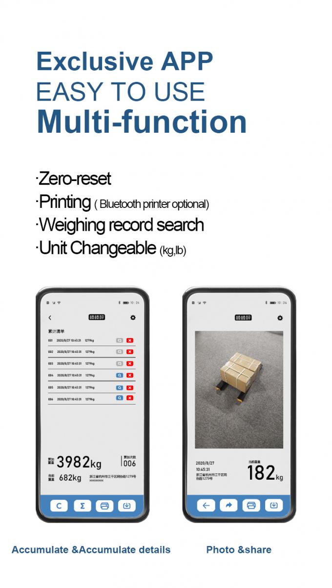 Handige vierkant Bluetooth draagbare balk weegbalken met ingebouwde batterij 3.7V 9000mAh 5