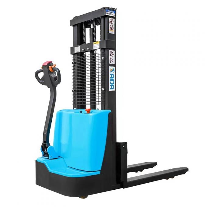 Voetganger elektrische palletstacker vrachtwagen 1500kg staande platform 0