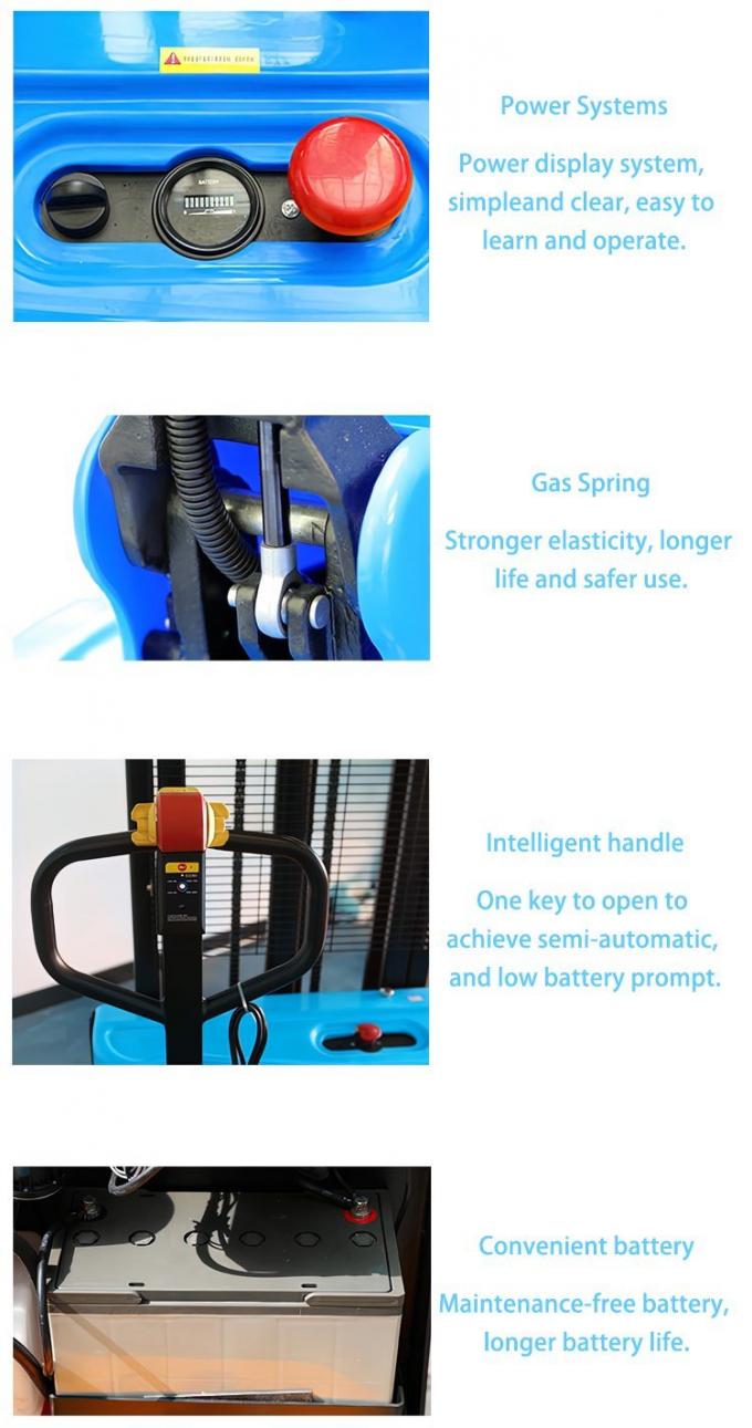 DC Electric Lift Palet Stacker, Battery Powered Palet Stacker 1200kg capaciteit materiaal handling apparatuur 1
