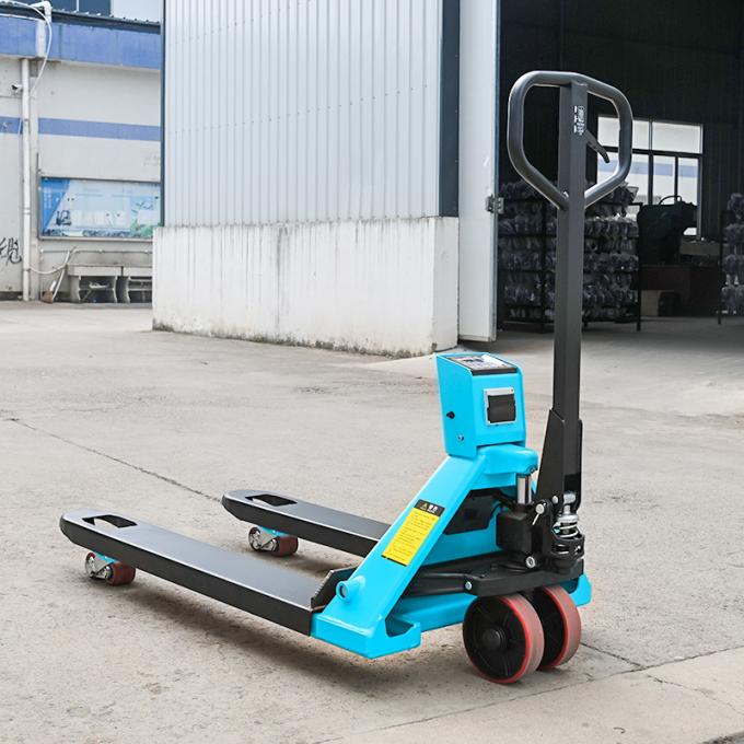 Mechanische handmatige hydraulische palletlifter, handmatige pomptruck vorkhef met weegschaal 2500kg 1